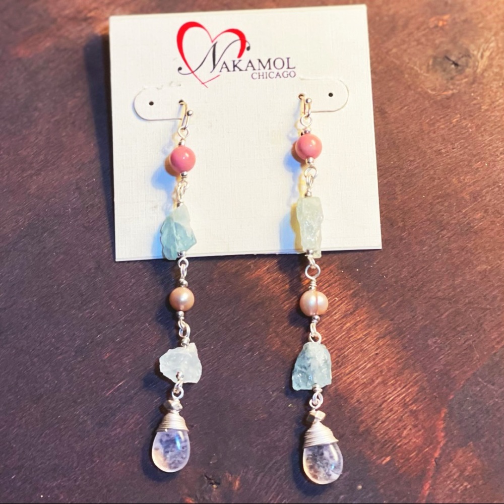 NWT Nakamol Semi Precious Stones Quartz Earrings